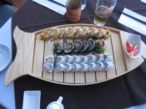 Sushi at Boaz (deep fried California Roll, Spider Roll, Spicy Crab Roll and classic California Roll