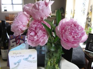 Peonies for Monica from Lorna - card from Nelly