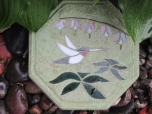 humming bird and bleeding hearts