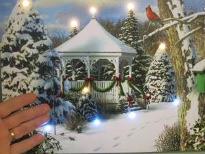 the Winter Gazebo with birds and squirrel