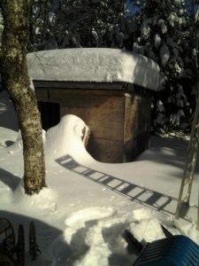 4 feet deep on wood shed